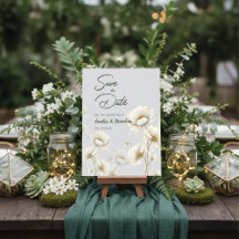 Elegante Waterverf Witte Bloemige Bruiloft