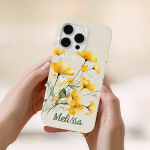 Elegante Waterverf Yellow Spring Flowers iPhone 15 Pro Max Hoesje