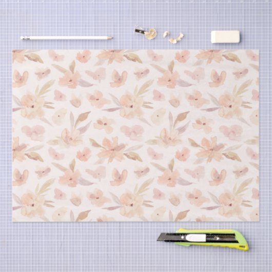 Elegante waterverf zachte bloemen   tissuepapier (Craft)