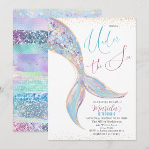 Elegante Waterverf Zeemeermin Staart Onder 5 Geboo Kaart