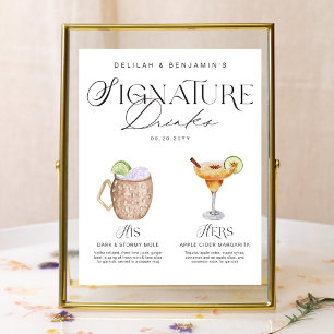 Elegante Waterverf Zijn Haar Signature Drink Bruil Poster