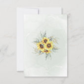 Elegante waterverf zonnebloem groen bruidsdouche bedankkaart (Achterkant)