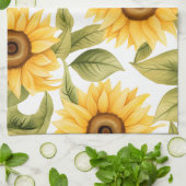 Elegante Waterverf Zonnebloem Theedoek (Gevouwen)