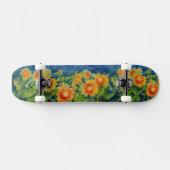 Elegante waterverf zonnebloemvelden skateboard (Horizontaal)