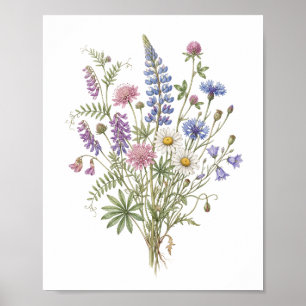 "Elegante waterverfboeket met wilde bloemen Kunst Poster