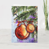 Elegante waterverfcandle & kerstversiering Kerstmi Feestdagen Kaart (Achterkant)