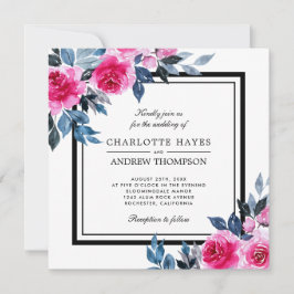 Elegante waterverfrozen vierkante bruiloft kaart