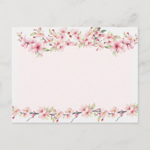 Elegante waterverven en roze kersenbloesems briefkaart