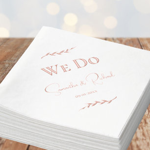 Elegante "We Do" Koppelnamen Datum Roségoud Folie Servetten