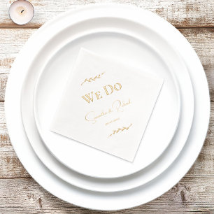 Elegante "We Do" koppelnamen & trouwdatum goud Folie Servetten