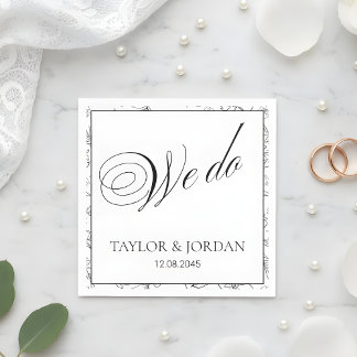 Elegante "We Do" Script Bloemige Trouwdag Aangepas Servet