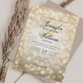 Elegante Wedding Bokeh Lights Romantisch Script Go Kaart