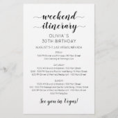 Elegante weekend verjaardag itinerary uitnodiging (Voorkant)