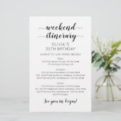 Elegante weekend verjaardag itinerary uitnodiging (Staand voorkant)