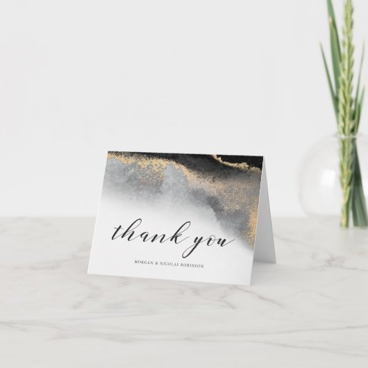 Elegante weelde dank u met Jouw naam(s) Bedankkaart (Voorkant)