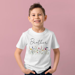 Elegante weide met wilde bloemen broer baby shower t-shirt