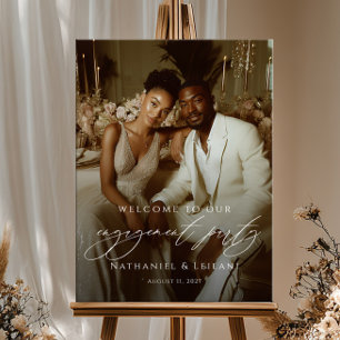 Elegante welkomfoto voor verlovingsfeest poster