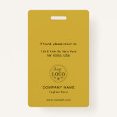 Elegante werknemer ID in zwart en metallic goud Badge (Achterkant)