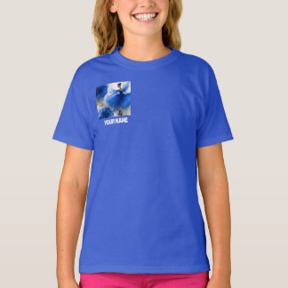 Elegante wervelbal in indigoblauw t-shirt