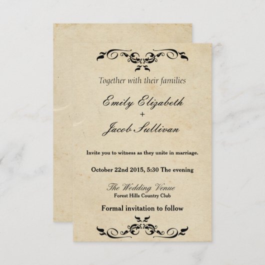 Elegante werveling bloeien bruiloft uitnodigingen (Voorkant / Achterkant)