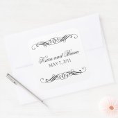Elegante werveling bruiloft vierkante sticker (Envelop)