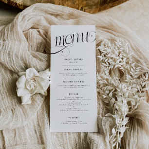 Elegante Werveling Witte Trouwmenu Menu