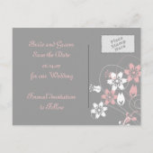 Elegante wervelingen en bloemen slaan de datum Bri Aankondigingskaart (Achterkant)