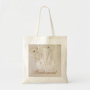 Elegante wervelingen kroonluchter  bruidsmeisje tote bag