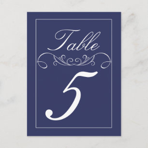 Elegante wervelingen Navy Trouwtafel Nummer Kaarte Briefkaart