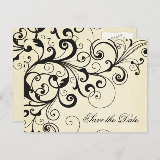 Elegante wervelingen slaan het datum aankondiging  (Voorkant / Achterkant)