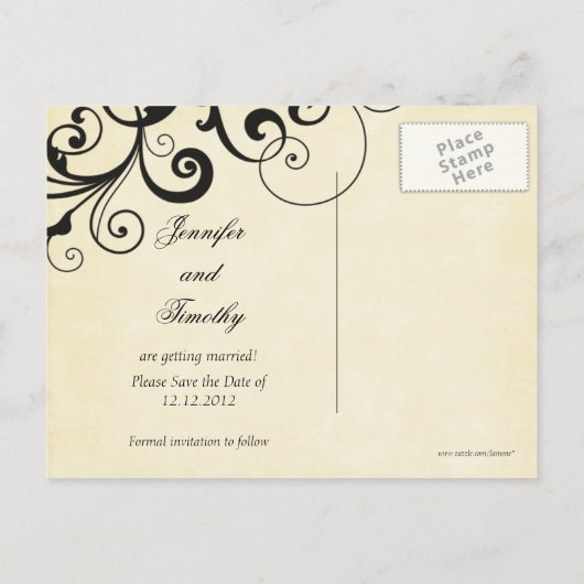 Elegante wervelingen slaan het datum aankondiging  (Achterkant)