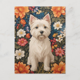 Elegante West Highland Terrier Kleurrijke Bloemen Briefkaart