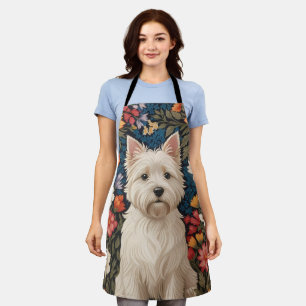 Elegante West Highland Terrier Kleurrijke Bloemen Schort