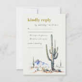 Elegante Westerne Cactus Desert Landscape Bruiloft RSVP Kaartje (Voorkant)