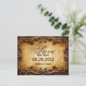 Elegante westerne vintage bruiloft save the date aankondigingskaart (Staand voorkant)