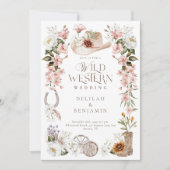 Elegante Westerne Waterverf Floral Cowboy bruiloft Kaart (Voorkant)