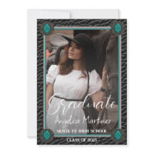 Elegante Westerse Zwarte Leren Foto Afstudeercerem