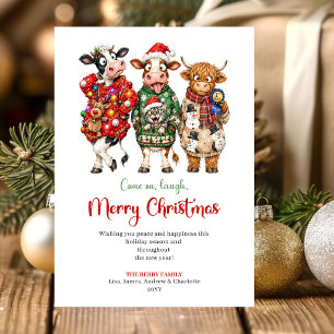 Elegante Whimsical Dieren Vakantie Kerst Groet Feestdagenkaart