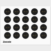 Elegante Whimsical Zwart en Goud Monogram Bruiloft Ronde Sticker (Vel)