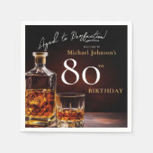 Elegante Whiskey Zwart Goud 80ste Verjaardag Party Servet (Voorkant)