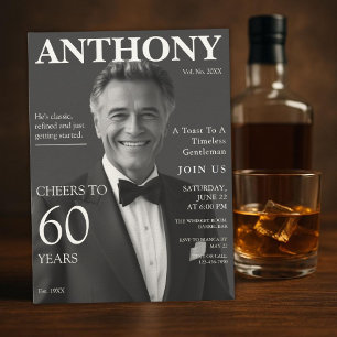 Elegante Whisky-Thema 60e Verjaardagsfoto Kaart