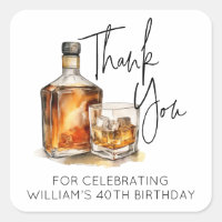 Elegante Whiskyfles Verjaardag Bedankt Sticker