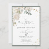 Elégante White Botanical Wedding Invitations (Devant)