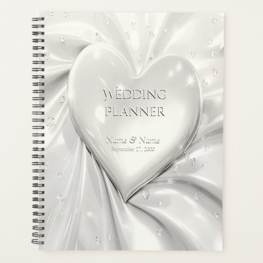 Elegante White Cream Heart Planner (Voorkant)