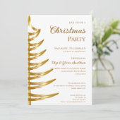 Elégante White & Gold Christmas Party Invitation (Debout devant)