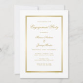 Elegante White Gold Script Engagement Party Kaart (Voorkant)