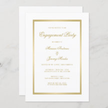 Elegante White Gold Script Engagement Party