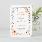 Elégante White & Peach Floral invitations de maria (Debout devant)