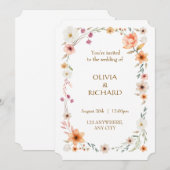 Elégante White & Peach Floral invitations de maria (Devant / Derrière)