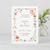 Elégante White & Peach Floral invitations de maria (Debout devant)